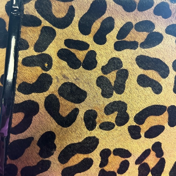 Steven by Steve Madden Leather Leopard Calf Hair Metal Frame Satchel - Picture 5 of 5